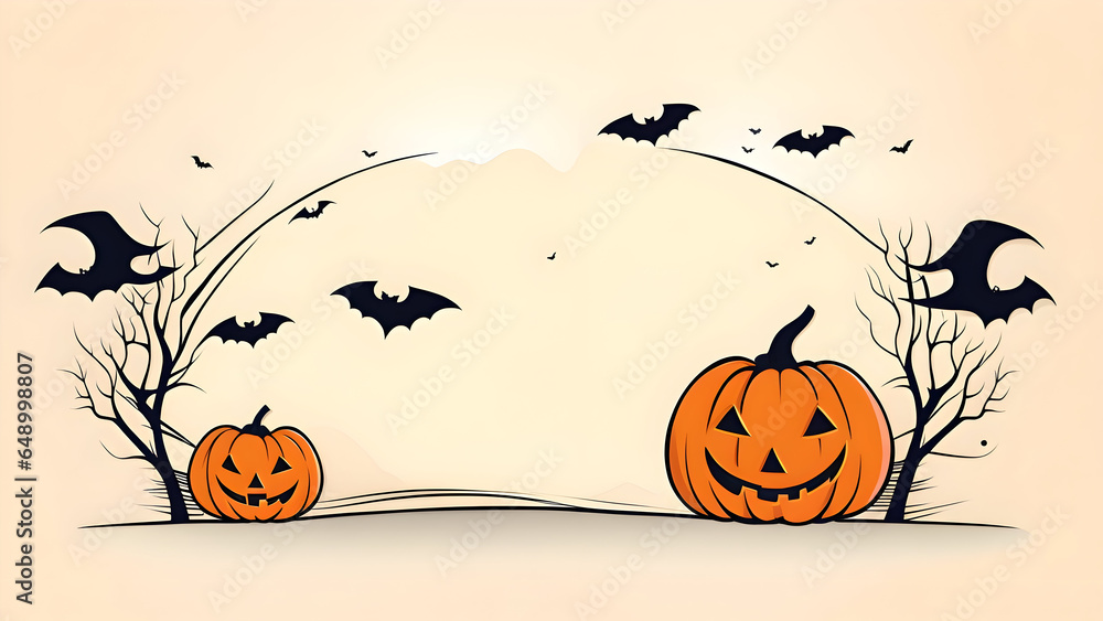 Cartoon illustration of halloween poster with copy space.