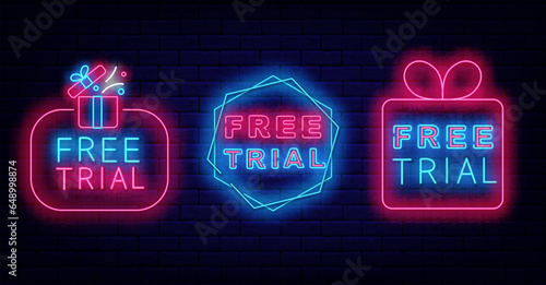 Free trial signs collection. Geometric honeycomb frames. Surprise for followers, subscribe now. Vector illustration