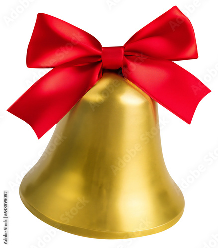 Golden glossy cut out bell with red bow