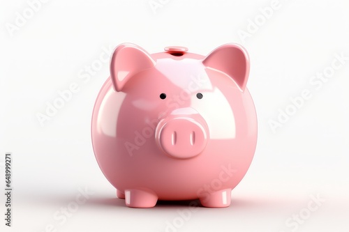lovely pink piggy bank on white background
