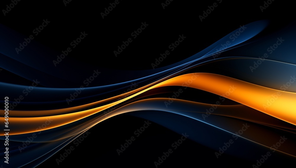 Fototapeta premium Elegant abstract wave background with dark blue and gold color. 3D flowing wavy backdrop, for business banner and gaming background