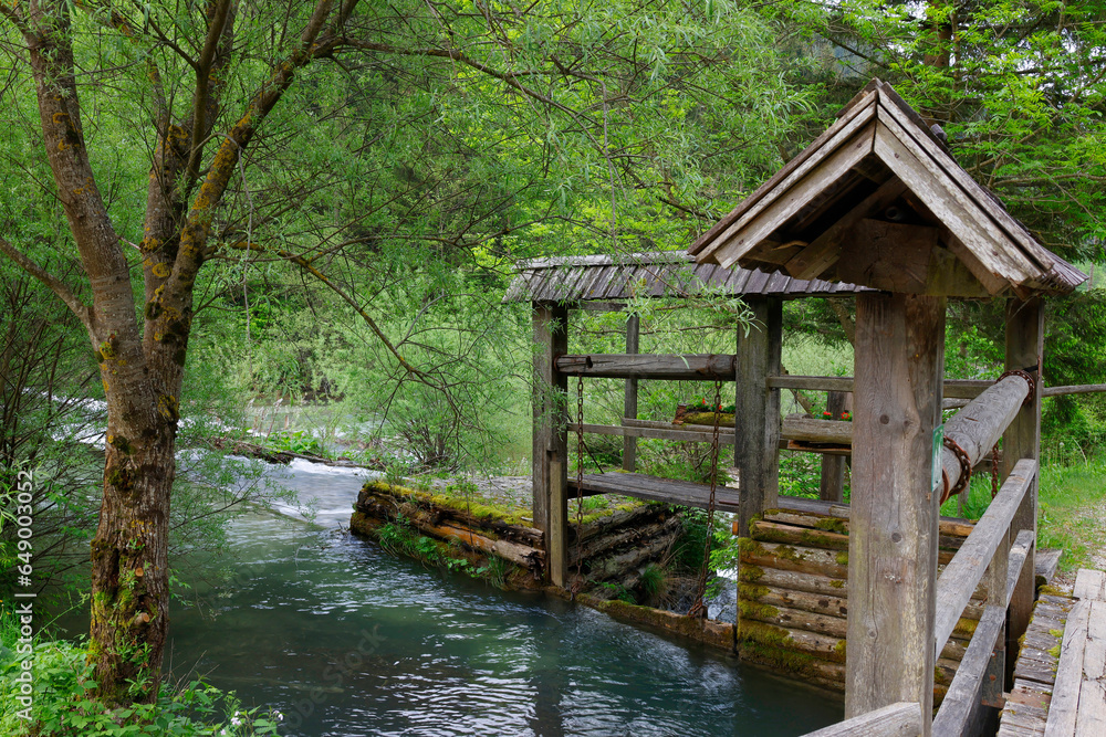 Traditional wooden architecture in Luce resort, Slovenia, Europe	