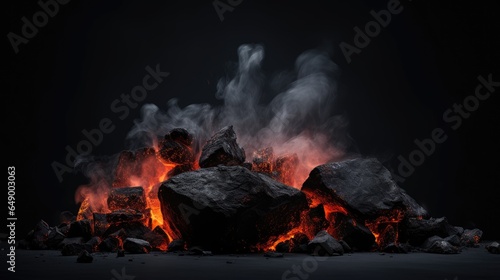 Image of hot coals and burning embers  radiating intense heat.