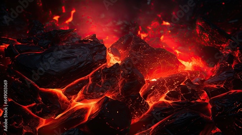 Image of hot coals and burning embers, radiating intense heat.