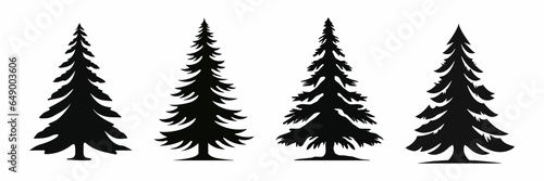 Photos Various Christmas tree silhouettes on white background, minimalist festive vector design, perfect for holiday cards, posters, decorations, and seasonal creative projects