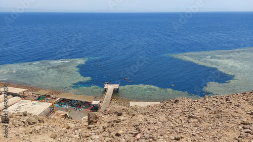 Top view of the Blue hole in Dahab (Egypt, South Sinai). Ripples on the water