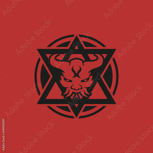 Silhouette demon with star design vector