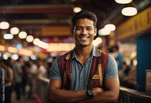 portrait of smiling western man, businessman background concept photo