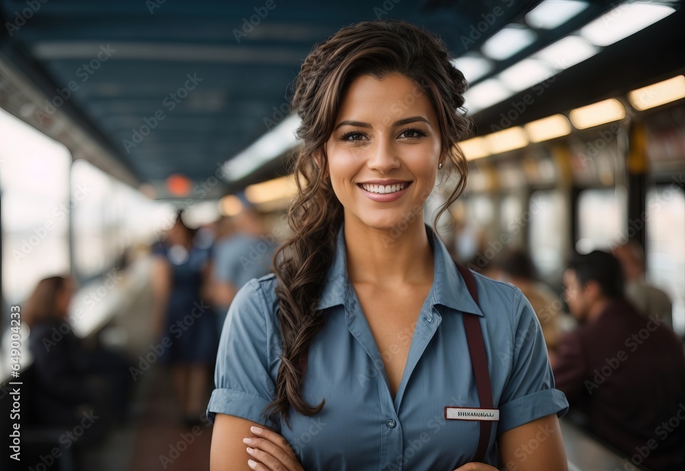 Fototapeta premium portrait of smiling woman, businesswoman background concept