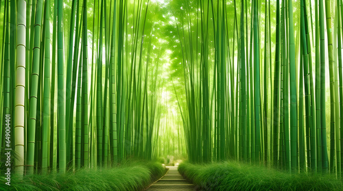 Tranquil Bamboo Grove  Nature s Serenity Captured in a Picturesque Landscape of Swaying Bamboo Stalks Underneath the Gentle Breeze