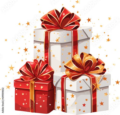 Christmas and New Year background. gift box. Bright winter holiday composition.