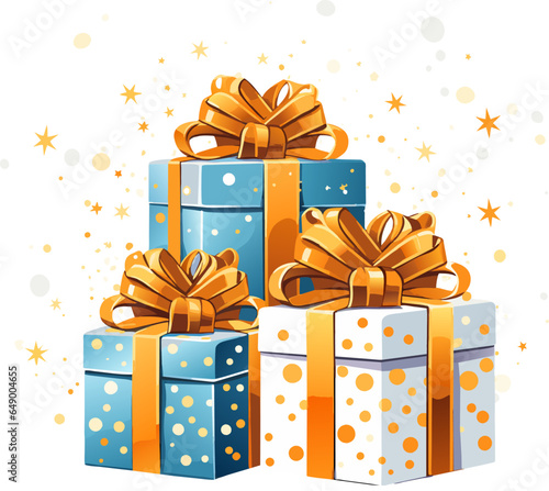Christmas and New Year background. gift box. Bright winter holiday composition.