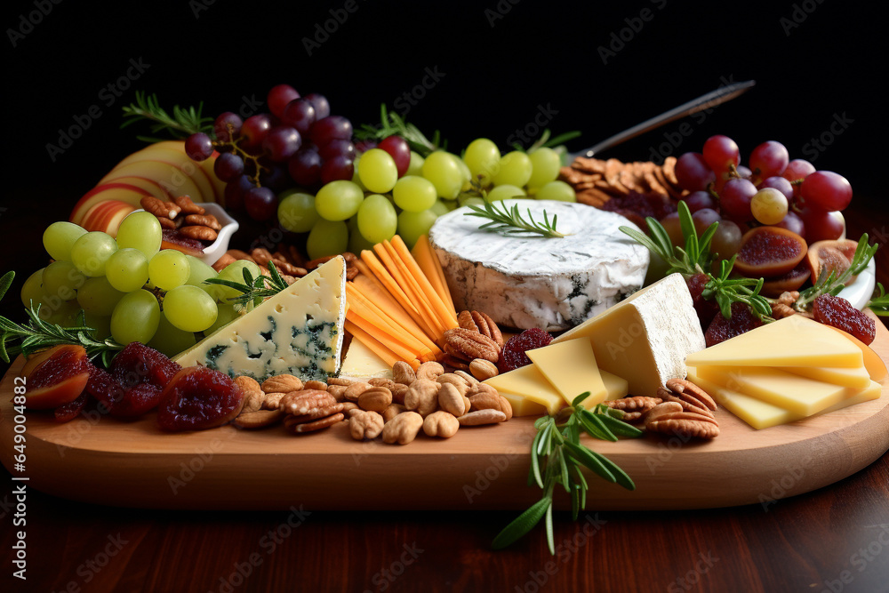 cheese board and fruits