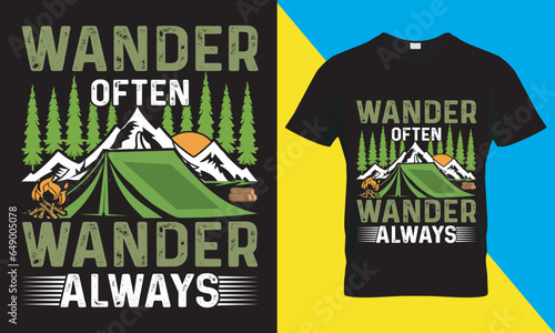 camping vector t-shirt design. wander often wander always