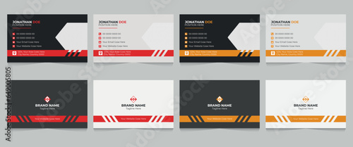 Double sided modern business card design, minimal business card template and 4 color variation