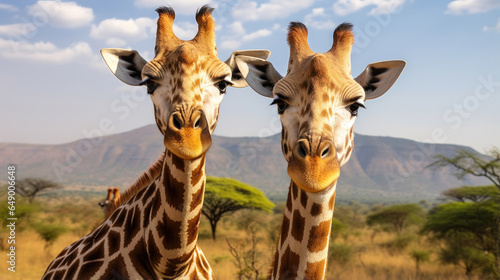 Group of giraffes closeup
