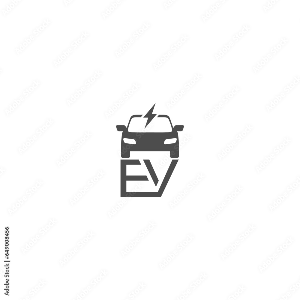 Electric vehicle logo. EV car electric vehicle charger logo icon Electric vehicle logo. EV car electric vehicle charger logo icon