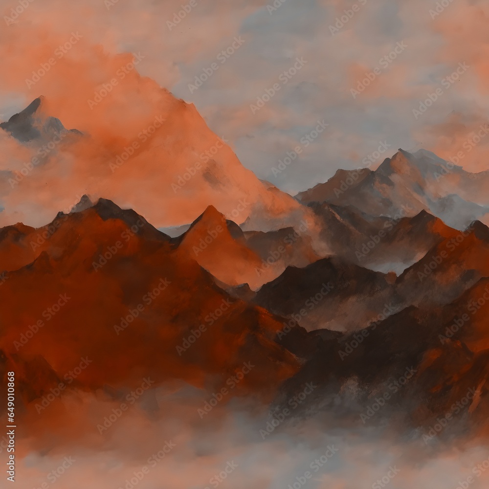 Sunset along the mountains seamless background