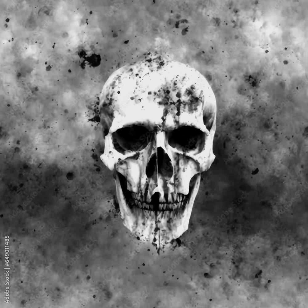 Grunge human skull background in black and white Grunge human skull background in black and white