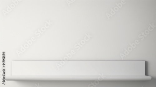 white empty shelf on a light grey wall for product photography and presentation