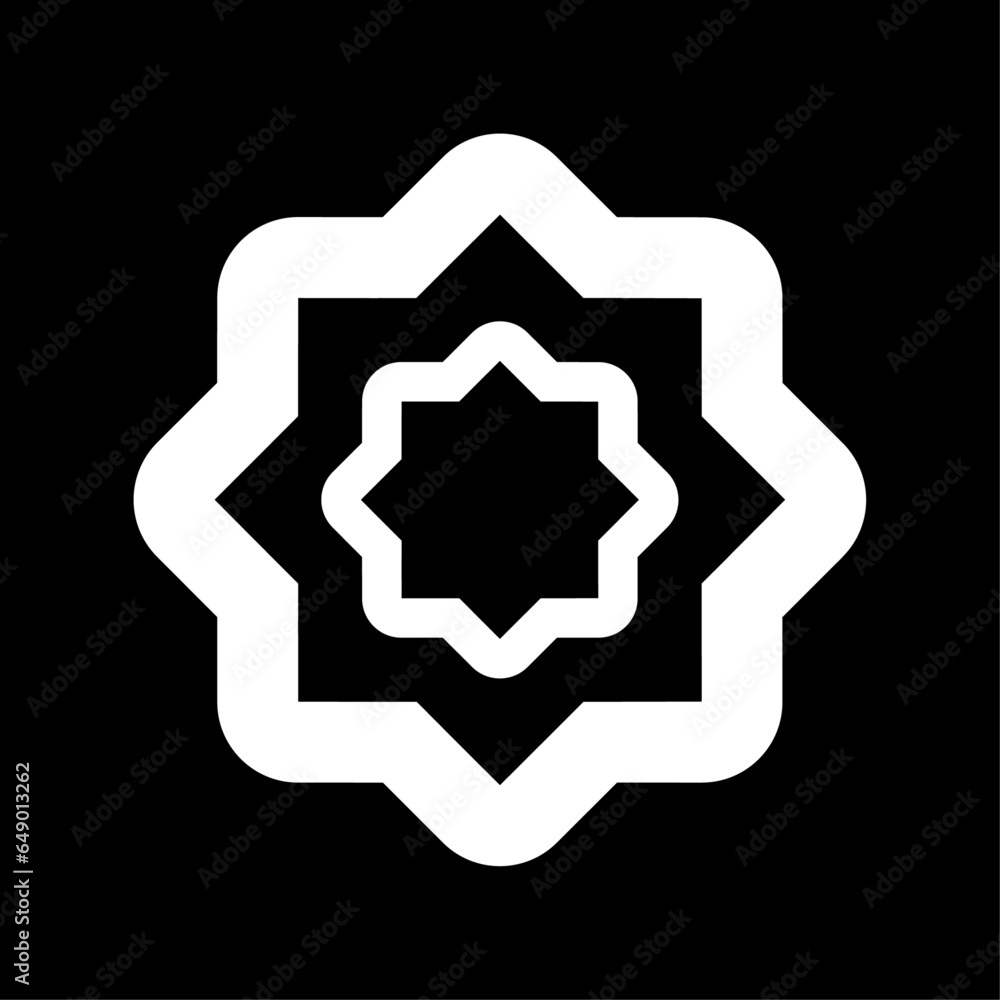 Eight point star icon with rounded corners . Islamic geometric pattern Vector Eight point star icon with rounded corners . Islamic geometric pattern Vector