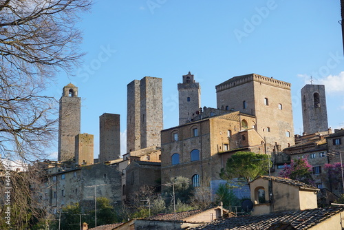 San Gimignano, una ciudad medieval amurallada en la Toscana, Italia