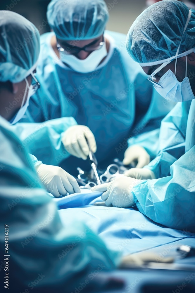 Surgeons performing in operating room. Generative AI Surgeons performing in operating room. Generative AI
