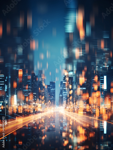 Blurred abstract bokeh background with city lights in the night © TatjanaMeininger