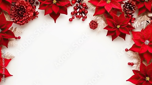 Christmas decoration, Frame of flowers of red poinsettia