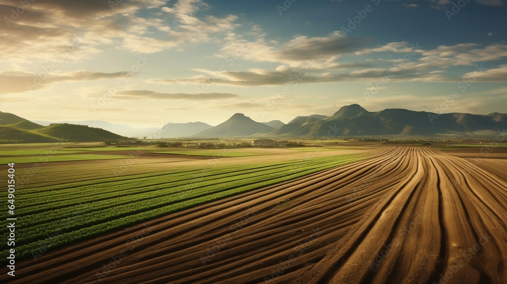 Golden Harvest: Expansive Views of Crop Fields. Generative ai