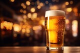 A glass of beer with blurred background