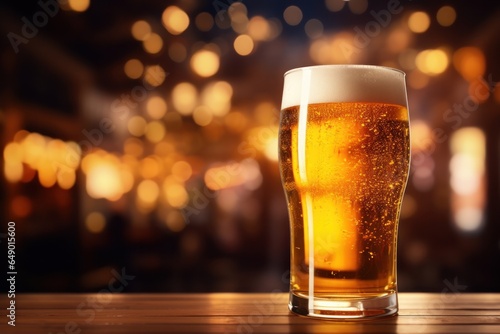 A glass of beer with blurred background