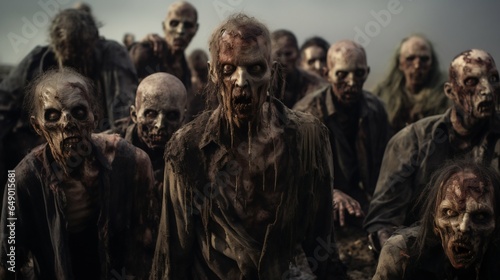 Desolation Unleashed: Zombie Horde in Apocalypse. Generative ai