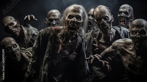 Desolation Unleashed: Zombie Horde in Apocalypse. Generative ai