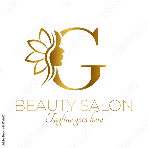 Gold G Letter Initial Beauty Brand Logo Design