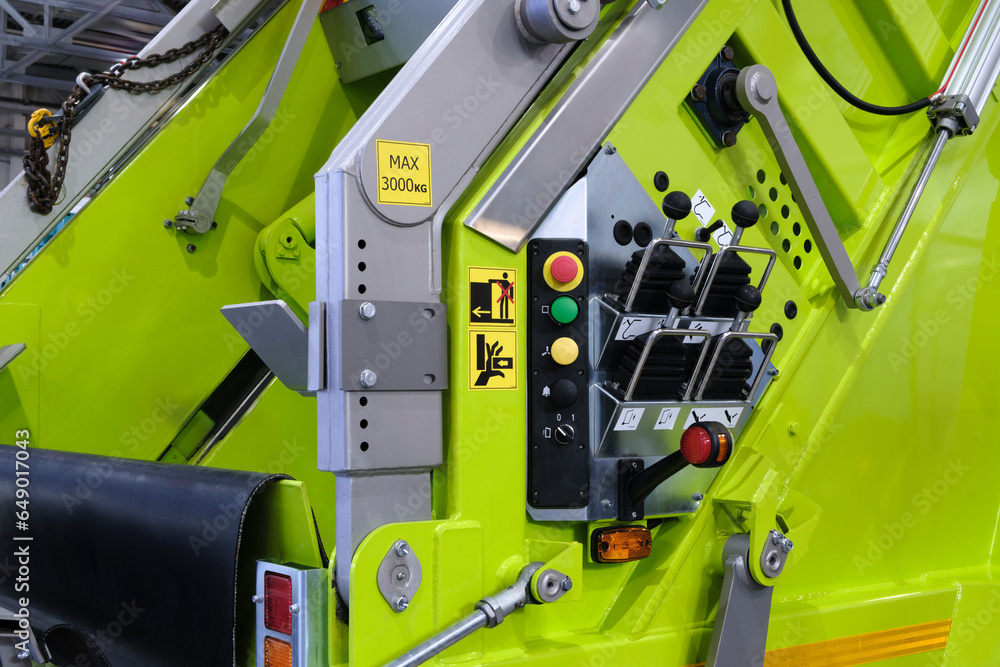 Fototapeta premium Garbage Truck, automobile garbage truck , cleaning ecology concept background
