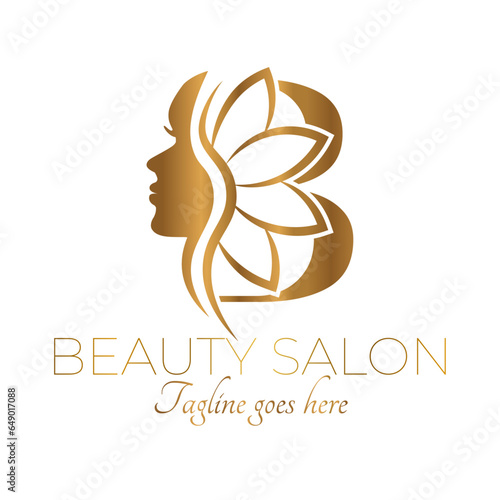 Gold B Letter Initial Beauty Brand Logo Design
