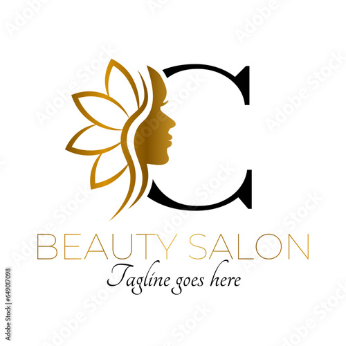 C Letter Initial Beauty Brand Logo Design in Black and Gold