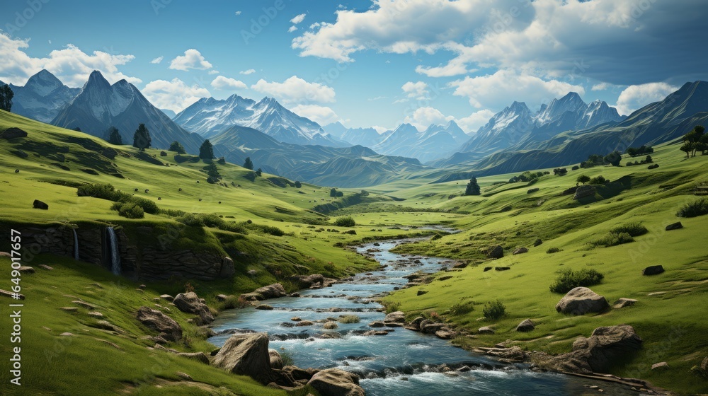 Captivating Alpine Wonderland: Explore Europe's Breathtaking Mountain Landscape and Enchanting Valley Views, generative AI