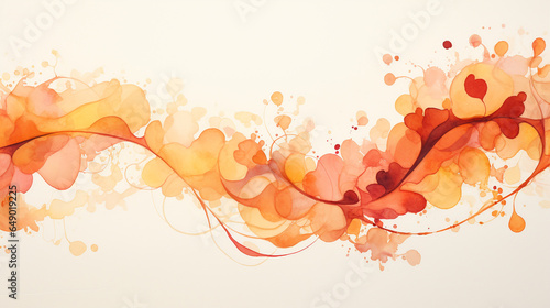 Watercolor autumn themed abstract background hand drawn illustration