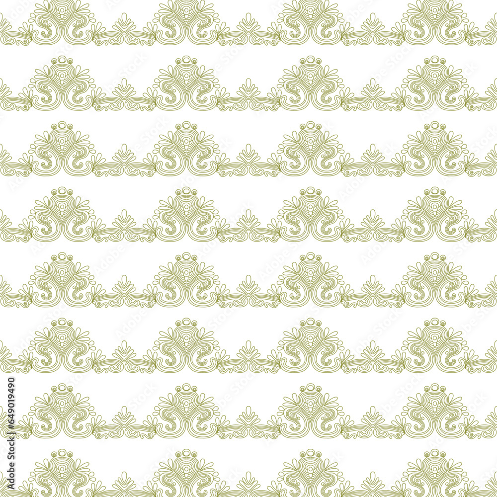 A vibrant green and white floral border pattern A vibrant green and white floral border pattern
