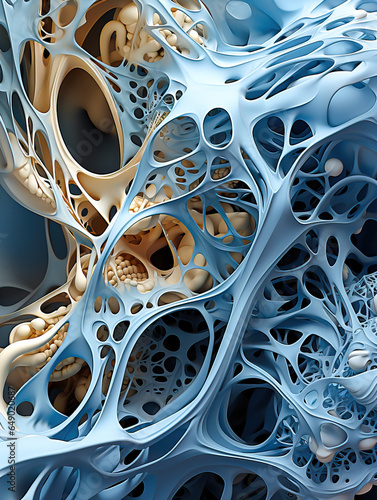 Intricate 3D Sculpture in Blue and White