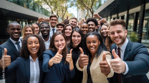Overjoyed young diverse emp...