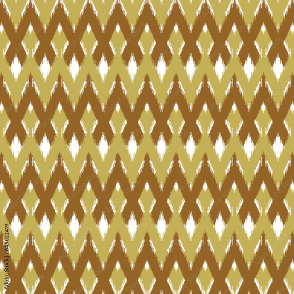 A brown and white geometric ikat pattern A brown and white geometric ikat pattern