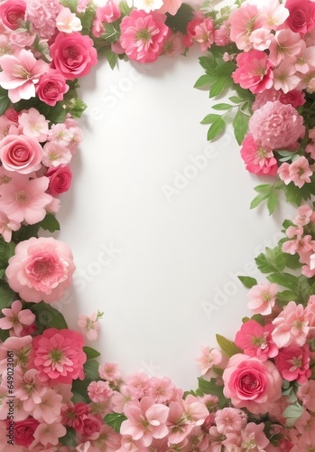 Frame with copy space decorated by the flower composition, top view. © Ivan