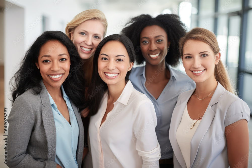 Group of women standing next to each other. Perfect for showcasing female empowerment and unity. Ideal for use in marketing campaigns, social media posts, or website banners. Group of women standing next to each other. Perfect for showcasing female empowerment and unity. Ideal for use in marketing campaigns, social media posts, or website banners.