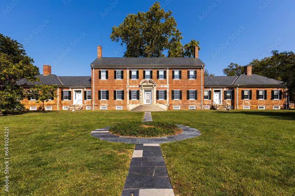 Georgian Style Chatham Manor House. A National Park Service Property in Stafford Country, Virginia on the Rappahannock River.