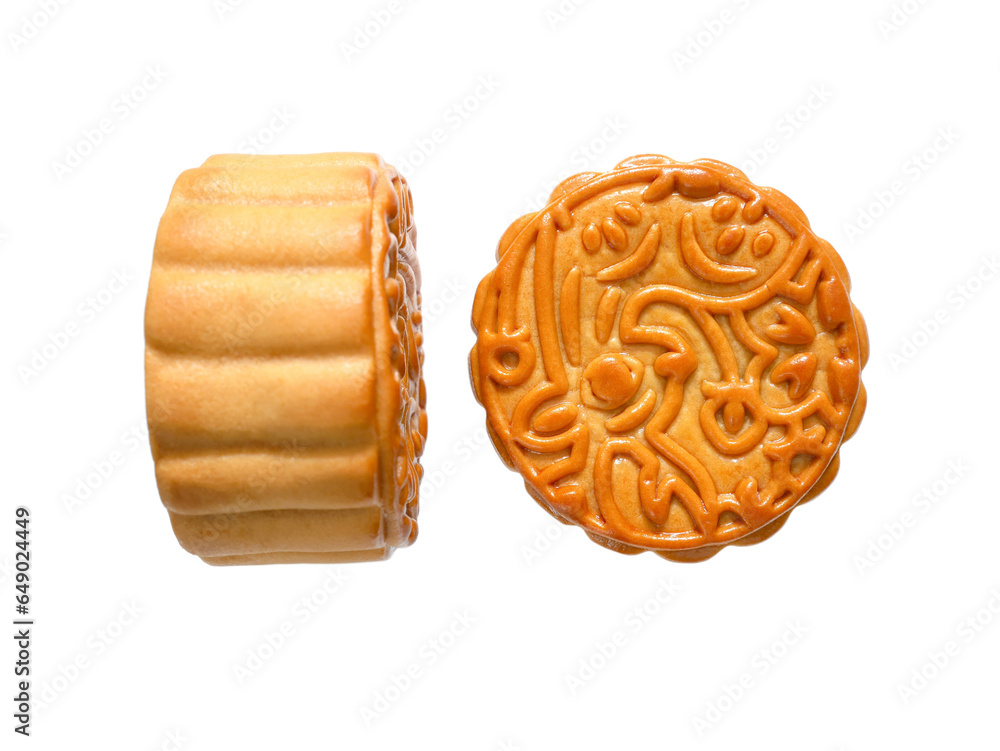 Mooncakes isolated on white background for Mid-Autumn Festival or Harvest Festival Mooncakes isolated on white background for Mid-Autumn Festival or Harvest Festival