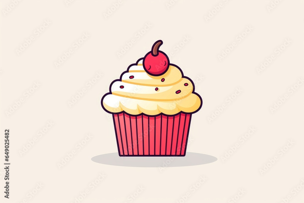 Illustration of a cupcake with berries on a white background Illustration of a cupcake with berries on a white background