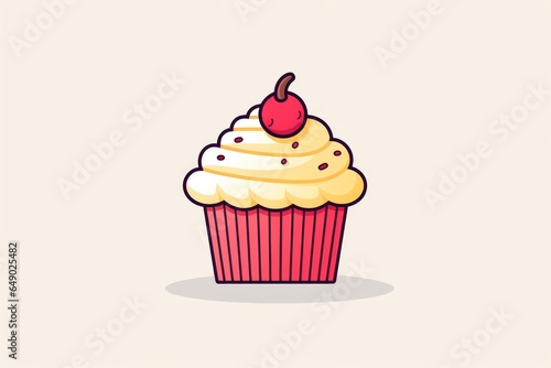 Illustration of a cupcake with berries on a white background